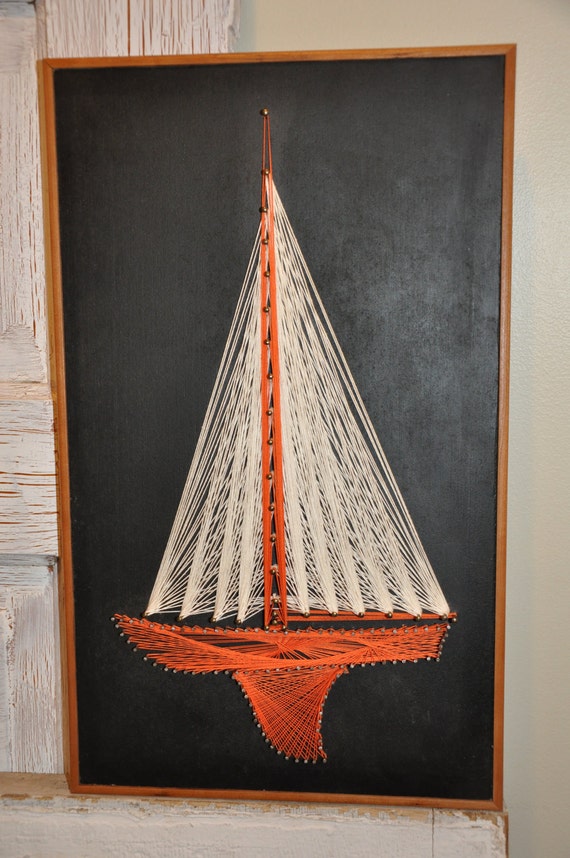 vintage nautical string art wall hanging