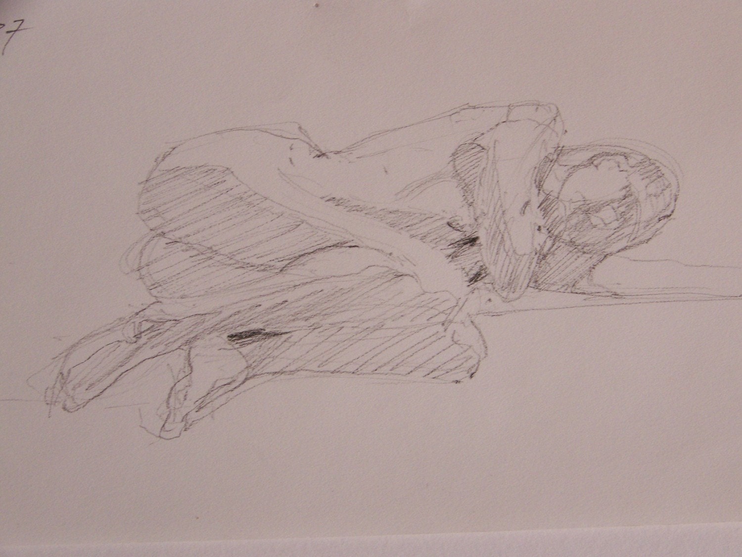 Woman Lying Down original art graphite gesture drawing 5 x