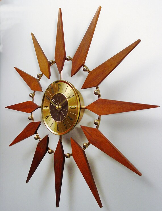 Starburst Clock by Elgin. Mid Century Modern Atomic Wall