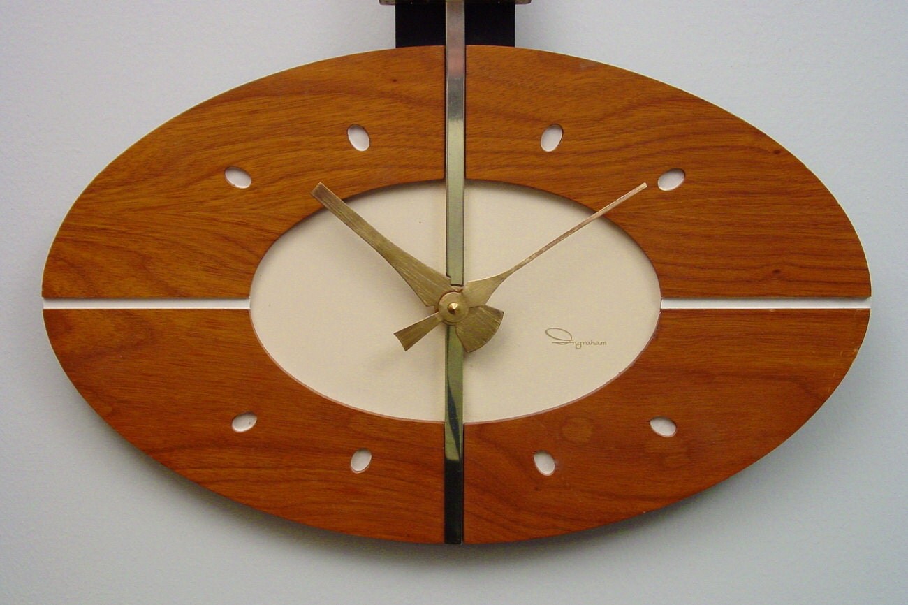Mid Century Modern Guitar Wall Clock. Modernist. 1950s.