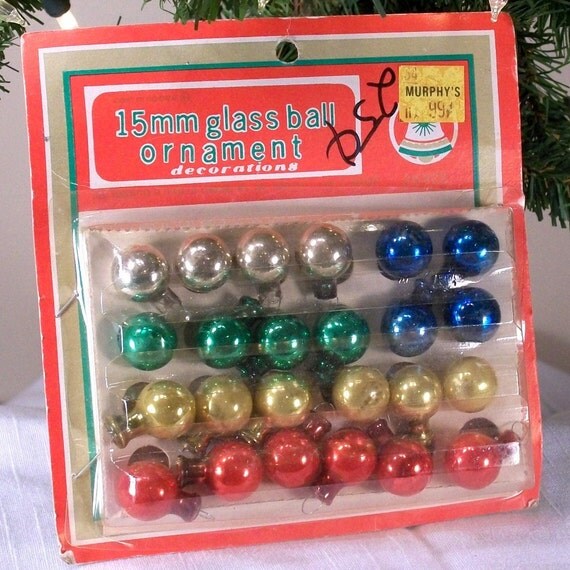 Glass Ball Christmas Ornament 15mm Vintage by RelicsAndRhinestones