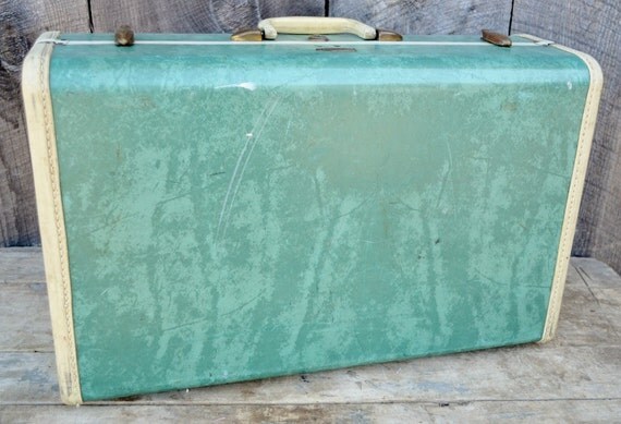 Samsonite Suitcase Vintage Marbled Green by RelicsAndRhinestones