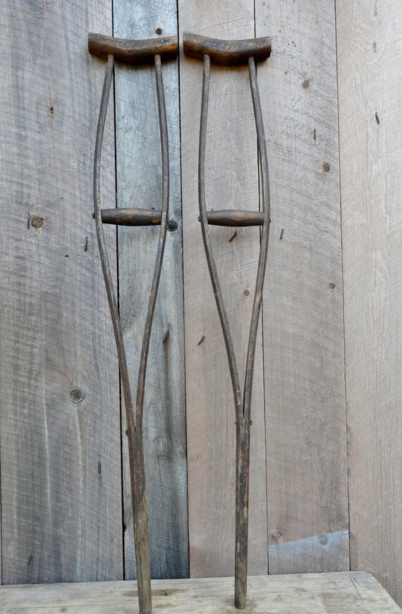 Wooden Crutches Handmade Antique Medical Equipment Primitive
