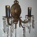 Vintage French Bronze Wall Sconce 2 Light Crystal Prisms