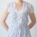 70s Floral Dress Vintage Pastel Blue Day Dress Flutter Sleeves Boho Small Spring Fashion Prairie Cottage Garden Party Dress
