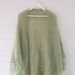 70s Green Shawl Vintage Mohair Wool Scarf Glentana Boho Spring Fashion Romantic Crochet Fringe Wrap Gypsy Shawl