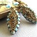 Antique gold filigree, blue OOAK earrings--bridal-bridesmaids-real antique-reclaimed jewelry---Low Shipping