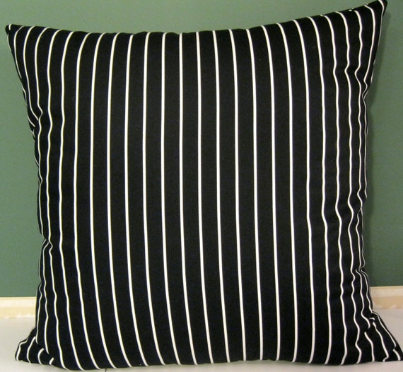 Black and white pinstripe pillow cover 22 X 22 by Alethias on Etsy