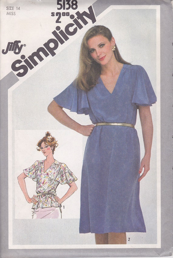 1981 Jiffy Sewing pattern Butterfly sleeve dress or blouse