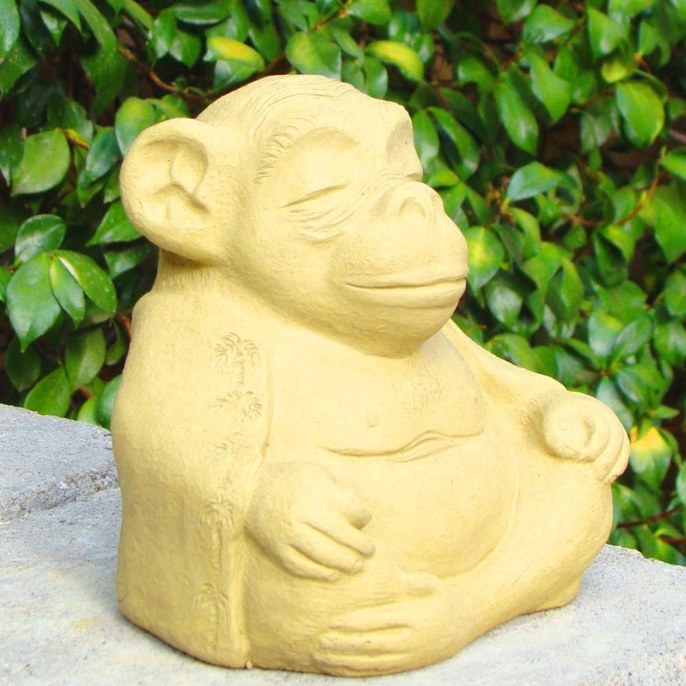 MEDIUM MEDITATING MONKEY Solid Stone Concrete Buddha Animal