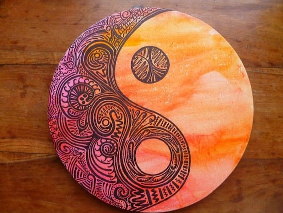 Ying Yang water colour doodle art