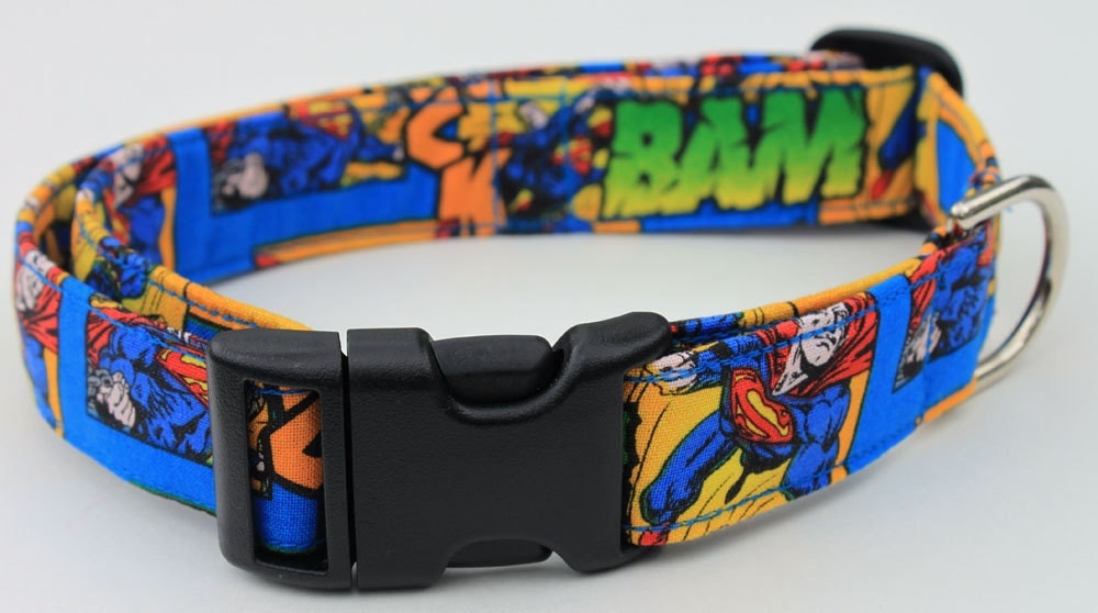 Superman Dog Collar Comic Size Large