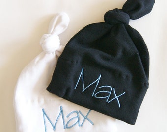 Set of Personalized baby hats / knit hat / monogram hat/ newborn hat / baby girl / baby boy / baby shower / baby gift