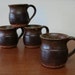 4 Vintage Studio Pottery Mugs 1970s Set of Four 70s Danish Modern Modernist 60s 1960s