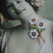 SALE - Vintage Enameled Carved Daisy Brooch, Signed Lisner
