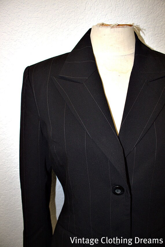 Vintage 1930s Suit Style Ladies Suit Pinstripe circa 1970s