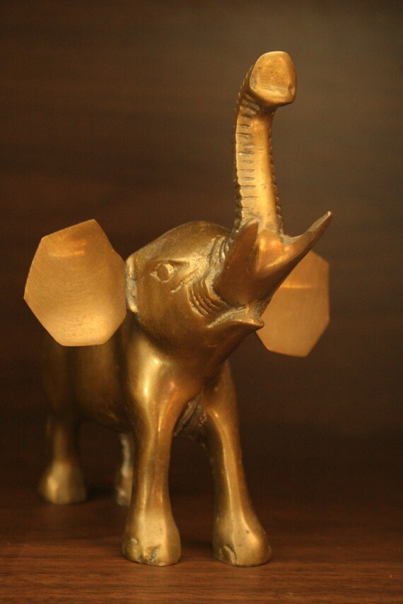 Solid Brass Elephant Figurine by 3rdandVine on Etsy