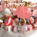 Peaches & chips necklace - semi-precious stone chips, peach, yellow, beige, grey, green, rust, pink, white, delicate, long, 3 strands