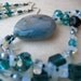 Teal Loop Necklace & Earrings Set - teal, white, sea blue, dark blue, fresh, beachy, loop (worn 2 ways - long or short)