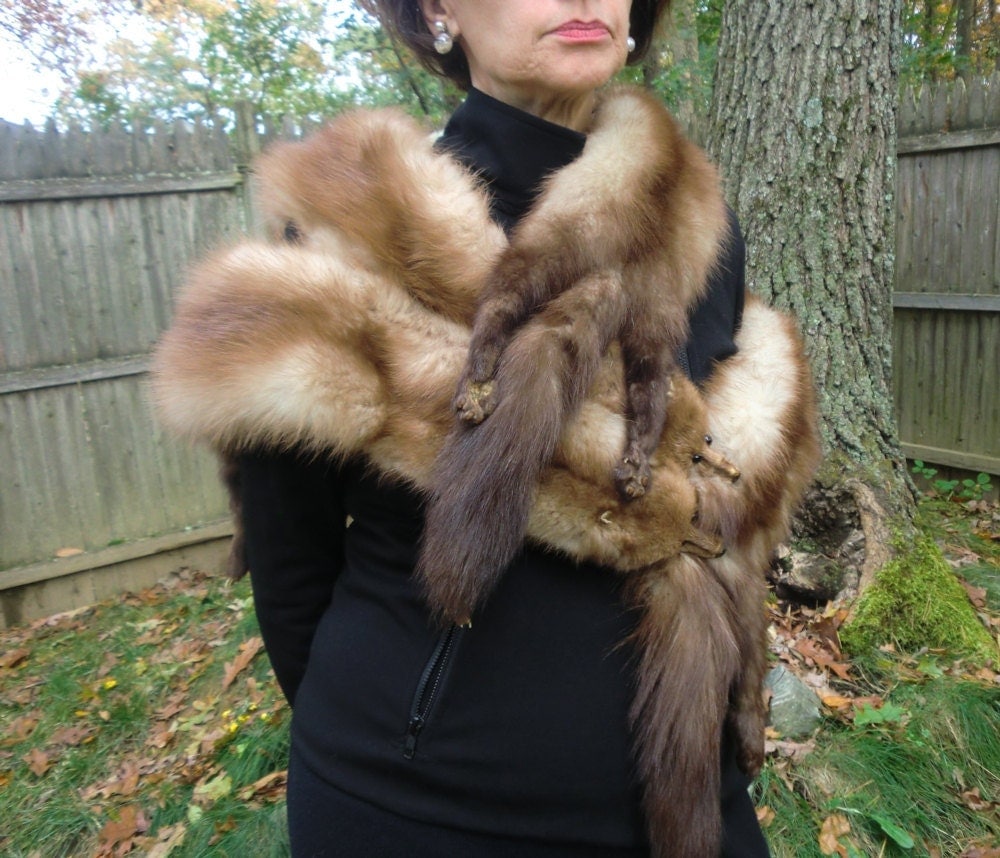 Vintage Stone Marten Fur Stole