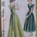 A Night on the Town, 1949 Simplicity 2864 Evening or Party Dress Sewing Pattern, 2 Lengths, Uncut, Size 14, Bust 32