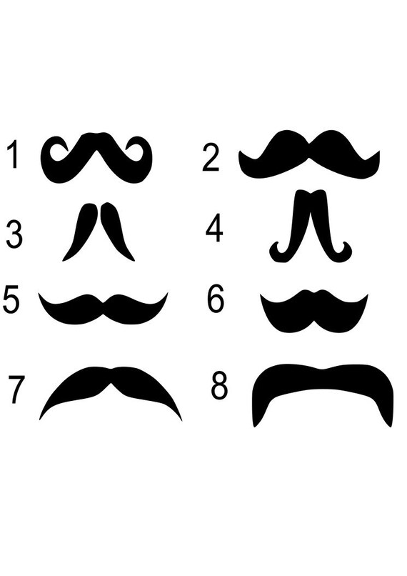 Custom Mustache Vinyl Decals Set of 8 You choose Designs and