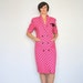 Sale-Pink Polka dot- Wiggle- Vintage Dress- large-retro- rockabilly