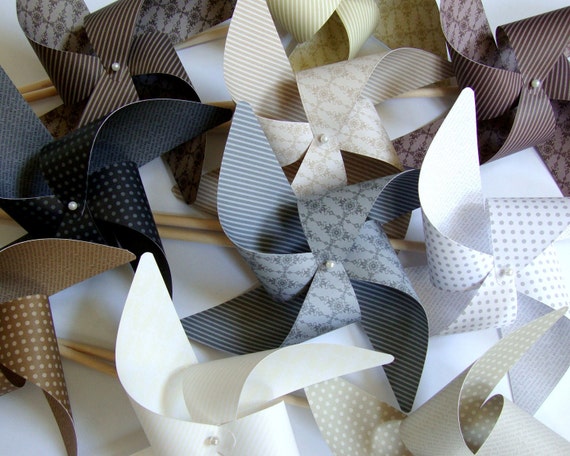 Pinwheels NEUTRALS you choose set of 8 Large Pinwheels Il_570xn