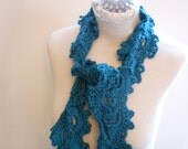 Items similar to Lace Scarf Teal Green Luxury Yarn Bamboo Crochet Scarf ...