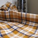 Vintage mustard yellow and navy plaid wool fabric