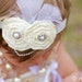 Vintage Shabby Chic Premium White/Ivory Satin Rosettes Feather and Pearl Baby Child Girls Headband