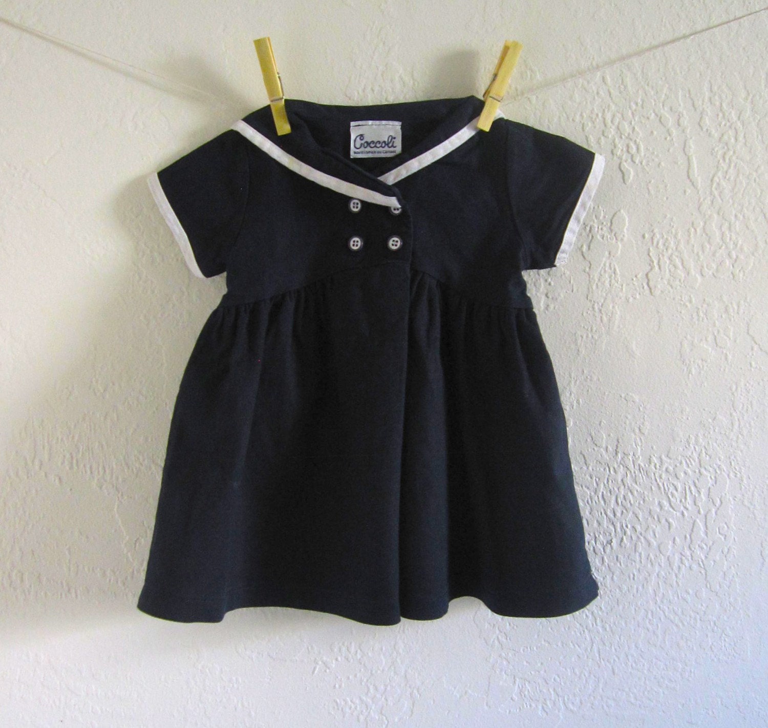 vintage navy blue baby girl nautical sailor dress h