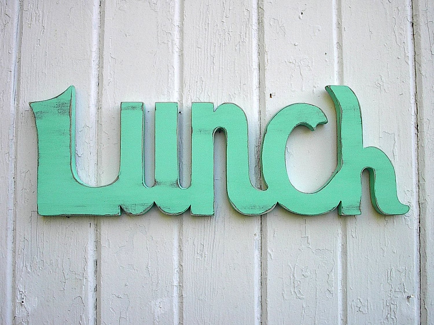Items similar to Wood word sign Lunch sign shabby chic word art country