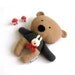Stuffed animal teddy bear grey gray woolen light brown corduroy plushie rag doll toy handmade plush soft softie child safe 25 cm 9.8"