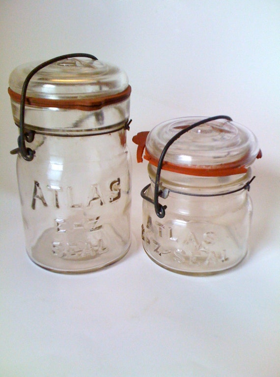 Vintage Atlas EZ seal Canning Jars with Rubber Seal