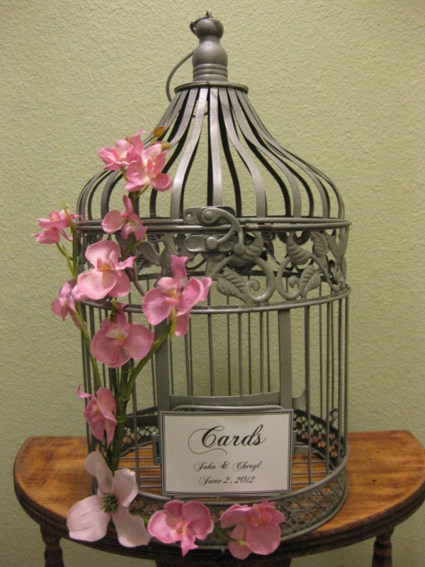 Items similar to Silver Bird Cage Wedding Card Holder