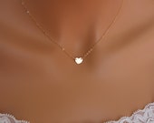 Initial Heart necklace - 14K gold filled, simple petite necklace, everyday wear, mom sisters necklace, birthday mothers day gifts