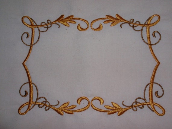 Embroidered Quilt Label Golden Vines