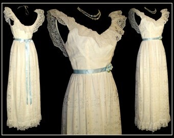 Vintage 1950s Dress Gown Formal Wedding Femme Fatale Mad Men Garden Party Prom Pinup Bombshell Cupcake Rockabilly