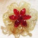 Unique All Plastic Red and Clear Filigreed Flower - Vintage jewelry