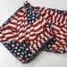 US Flag Print - Pair of Quilted Fabric Pot Holders with Loops