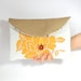 SALE Hand Screen Printed Mustard Yellow Floral Linen and Jute Clutch Bag