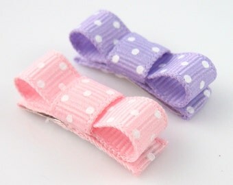 Newborn Hair Clips - Small Hair Clips - Baby Hair Clips - Infant Hair Bows - Infant Hair Barrettes - Polka Dot Bow - Baby Bows Non Slip MT