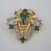 Emerald Green Rhinestone Brooch Gold Filled 12K Pin or Necklace Vintage