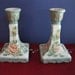 Milk Glass Candle Holders Painted Roses Vintage