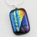 Fused Glass Dichroic Pendant Blue Gold Turquoise Orange