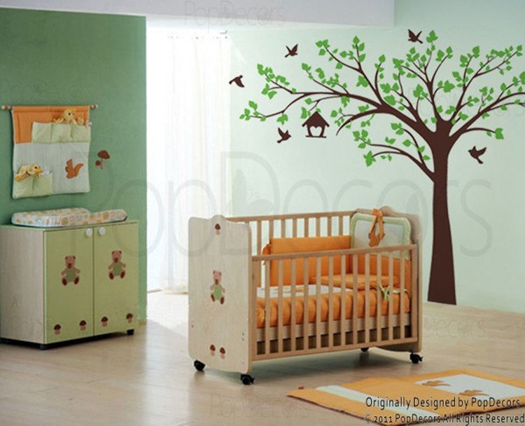 Tree Wall Decals Stickers Nursery Room Decor Flying by PopDecors