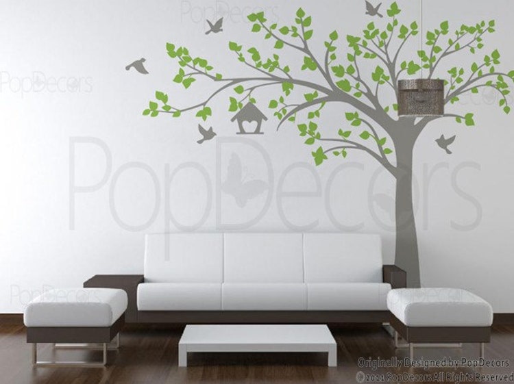 Tree Wall Decals Stickers Nursery Room Decor Flying by PopDecors