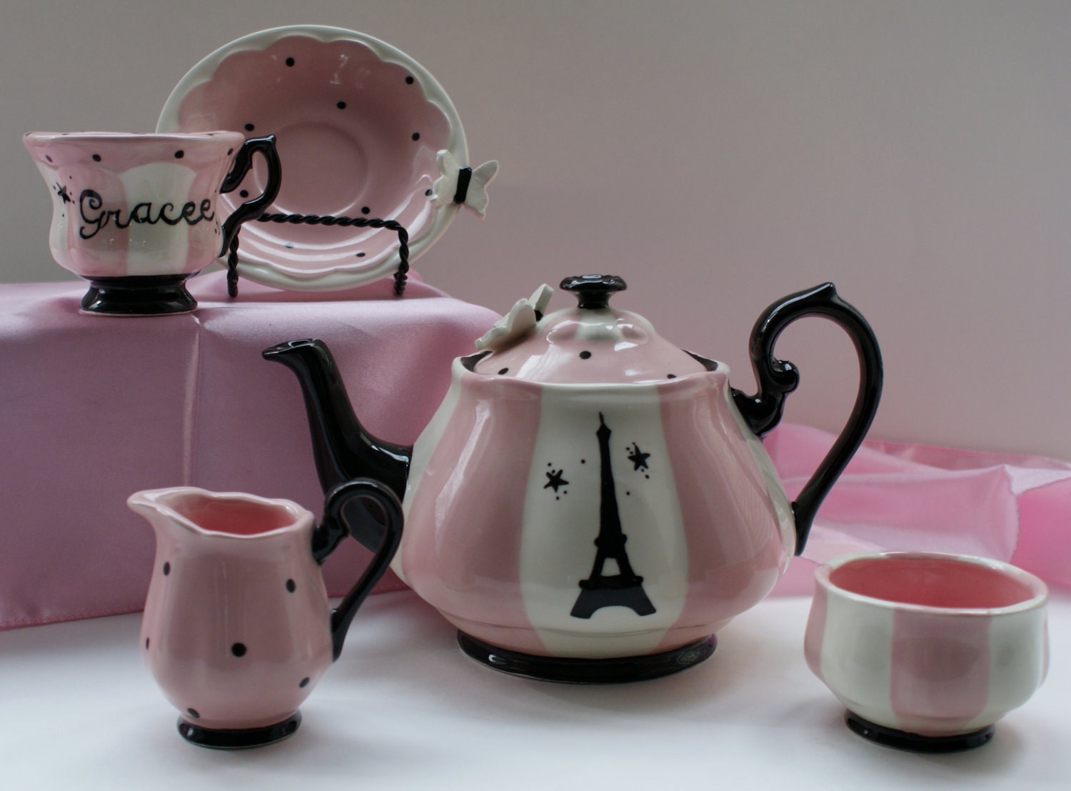 Paris inspired Tea Set Adult Size by speeglecreations on Etsy