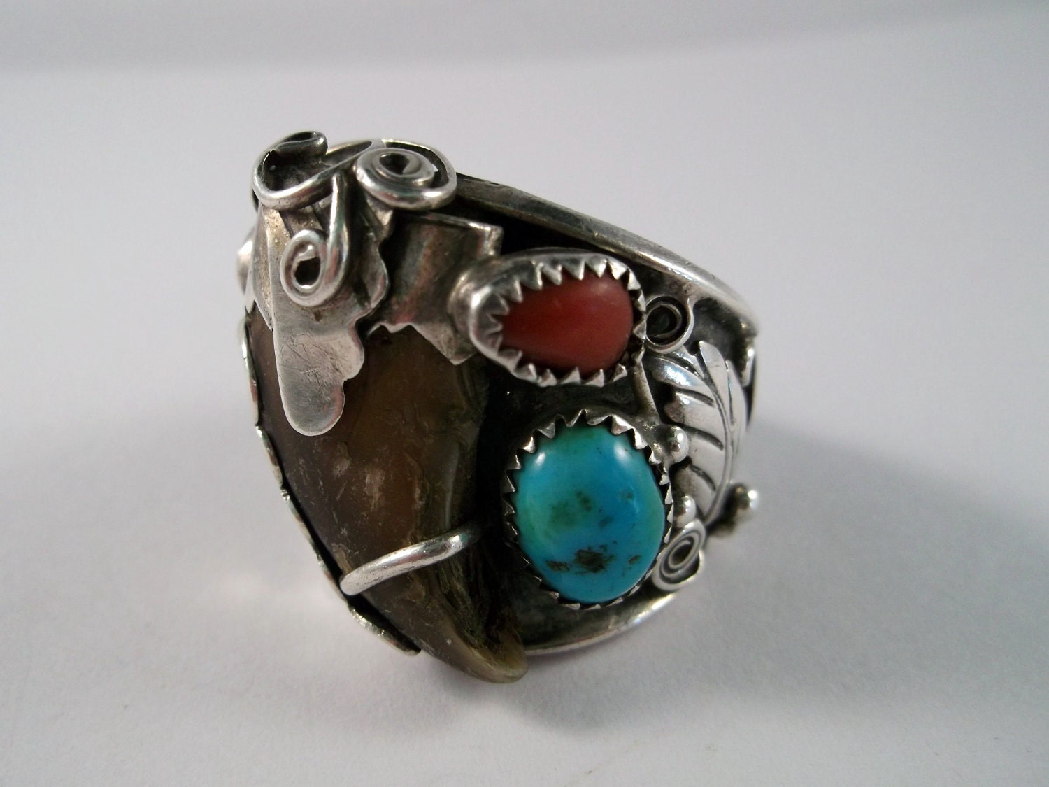 Gorgeous Faux Bear Claw Ring Hand Made Hopi Indian Silver